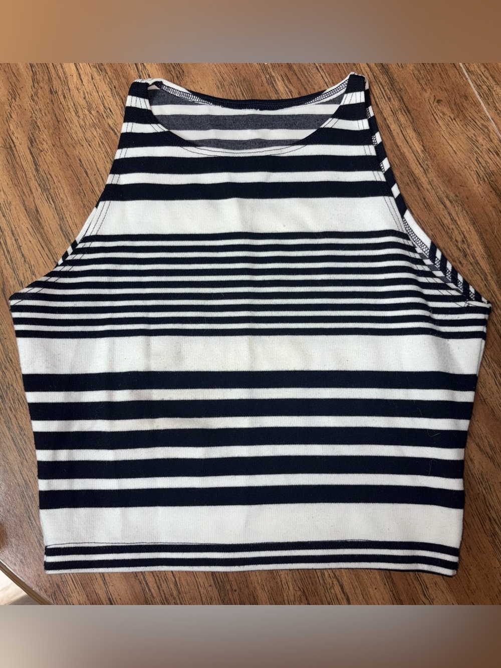 American Apparel Black and White Striped Crop Tank
